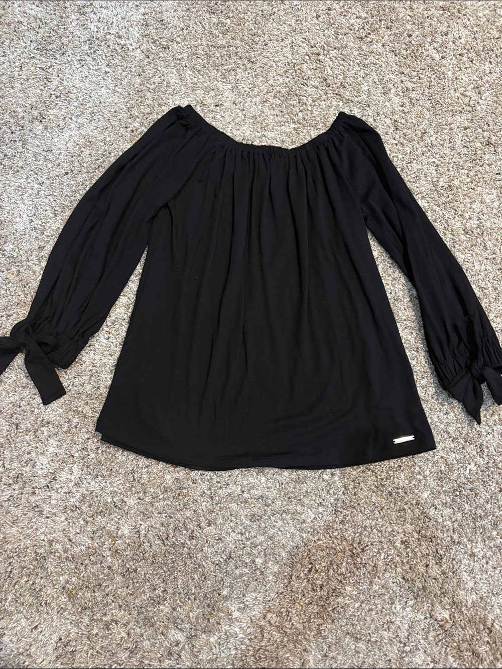 Michael Kors Black Long Sleeve Off-Shoulder Blouse